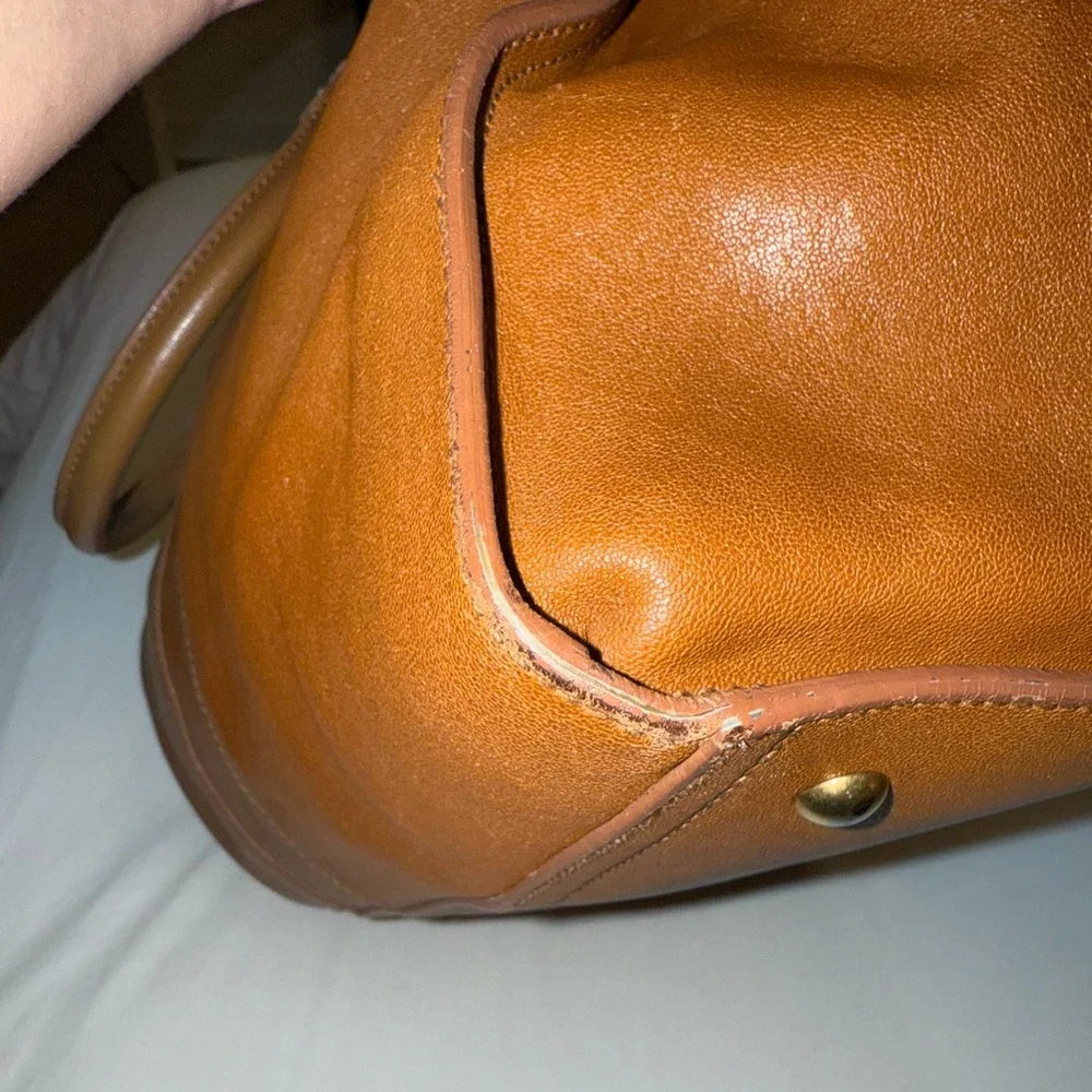 Yves‎ Saint Laurent Cognac Leather Y-Logo Satchel